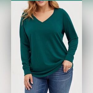 Torrid Green Long Sleeve Girlfriend Tee 1X